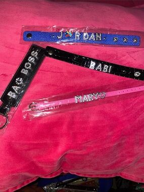 Personalized Rhinestone Name Bracelets and bag charms - Different Styles DM me